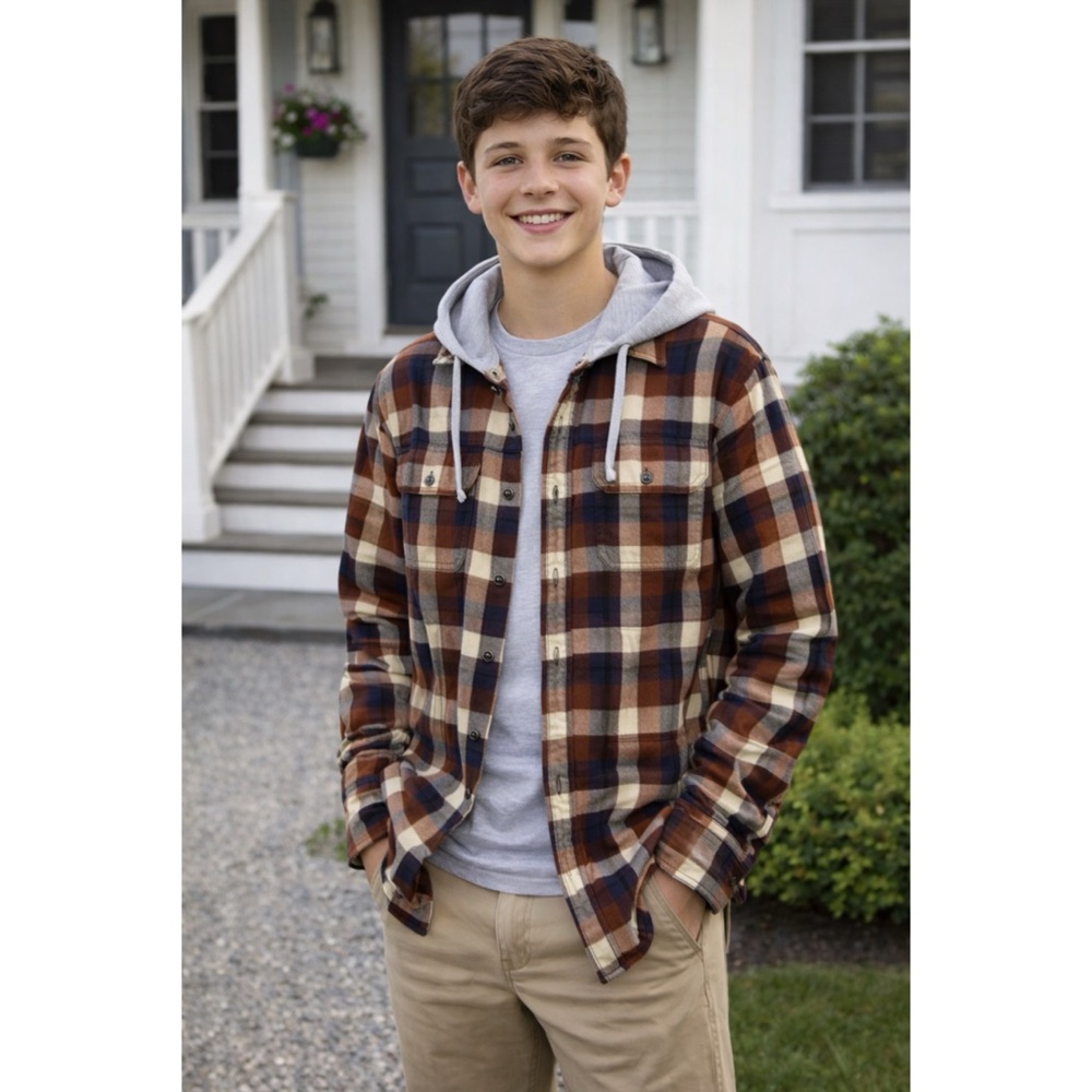 American Eagle Hooded Flannel